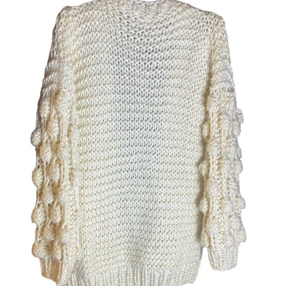 In Loom Chunky Knit Cardigan Sweater Cream Acrylic Open Front Women’s S/M Boho C - Picture 3 of 6